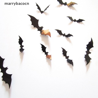 Marrybacocn 12pcs Halloween Decoration 3D Black Bat Halloween Party DIY Decor Party CL