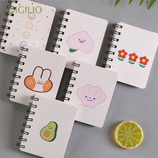 DIGILIO Portable Mini Pocket Book Kawaii Diary Book A7 Notebook Flower Office School Supplies Writing Pads Korean Stationery Cartoon Blank Paper Coil Notepad