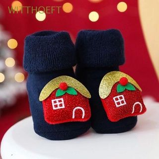 WITTHOEFT Girls Newborn Floor Socks Infant Non-Slip Sole Baby Socks Cute 1-3 Years old Cartoon Toddler Autumn Winter Thick Christmas/Multicolor