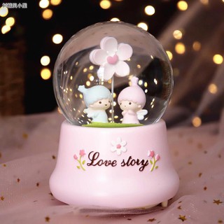 Creative Korean Sunflower Couple Crystal Ball Music Box Home Decoration Desktop Decoration Girl Birthday Gift