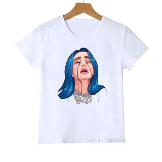 Vogue billie eilish camiseta de verano top para niñas/niños fresco hip hop ropa de niños personalizada camiseta streetwear gráfico camisetas