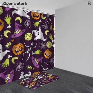 [Openwaterb] Cortina de ducha impermeable de Halloween antideslizante alfombrillas de baño Suite (6)
