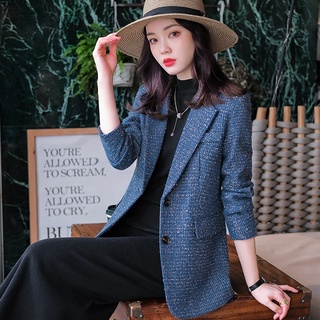 Tweed traje chamarra para las mujeres primavera y otoño 2021 nuevo slim-fit elegante de alta calidad de pata de gallo de lana traje de abrigo