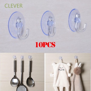 CLEVER 10 Pcs New Suction Cup Bathroom Transparent Wall Hook Rails Storage Kitchen Hanger Suckers