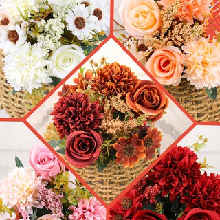 [combinación estética] ramo de flores artificiales rosas margarita hortensias decoración de la boda decoración de la sala de estar