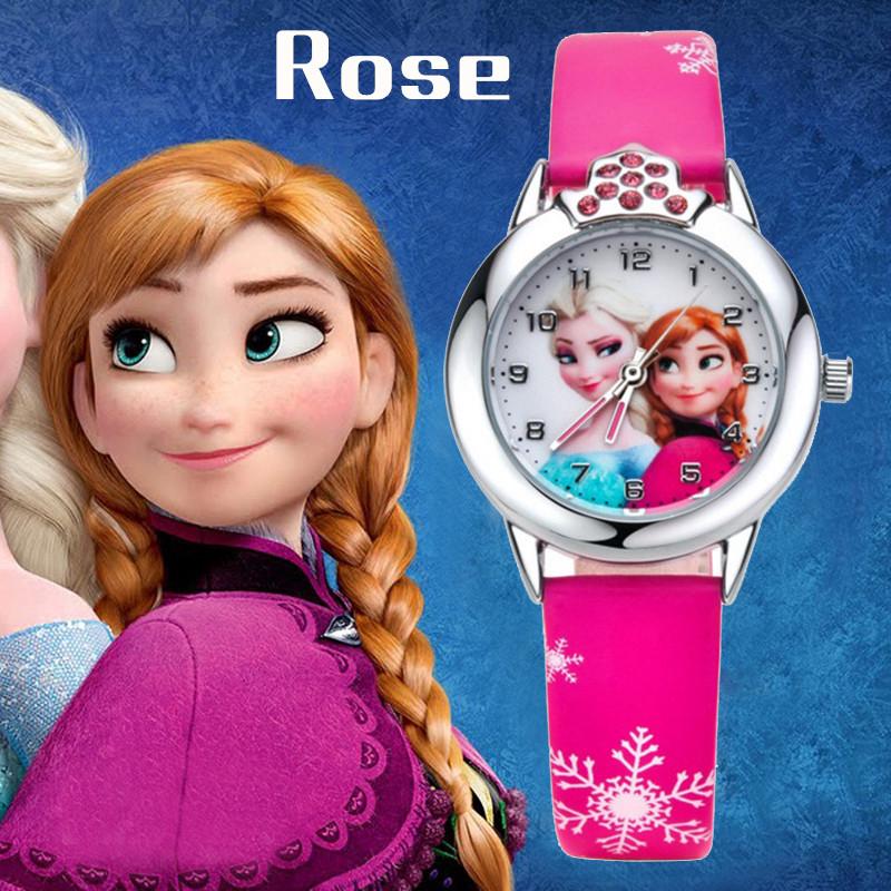 frozen elsa ann de dibujos animados de cuarzo reloj de cristal diamante dial relojes regalos de navidad para niñas niños
