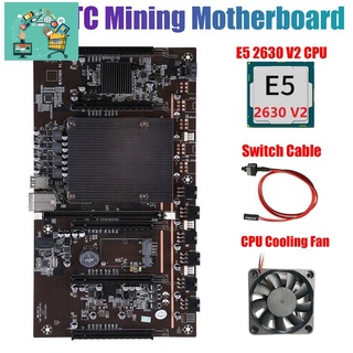 BTCX79 H61 Mining Motoard Con E5 2630 V2 CPU + Fan + Cable De Conmutación DDR3 Soporte 3060 3070 3080 Tarjeta Gráfica Para BTC