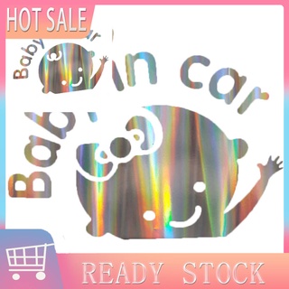 Fre| Colorido láser bebé en el cuerpo del coche ventana pegatina reflectante decoración de signo de advertencia