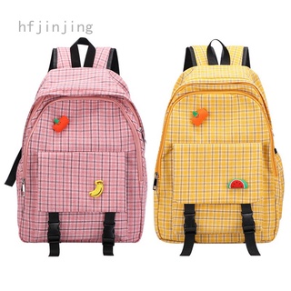 Hfjinjing algodón cheque mochila de gran capacidad de la escuela secundaria, escuela secundaria y estudiante universitario bolsa de la escuela