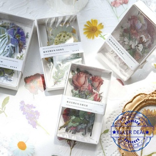 40 hojas/caja, pegatinas de flores en caja, manual creativo decorativo serie pegatinas de flores, venta G0R8