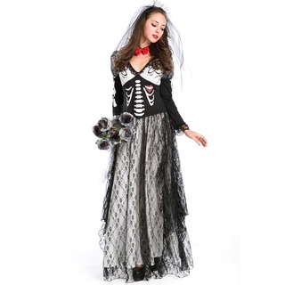 Europeo Americano Señoras Halloween Sexy Vampiro Cráneo Zombie Fantasma Novia Disfraz cosplay Juego Uniforme