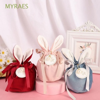myraes colorido paquete bolsas perla pascua suministros bunny bolsa de regalo festiva linda joyería conejo oreja terciopelo cordón caramelo bolsas/multicolor