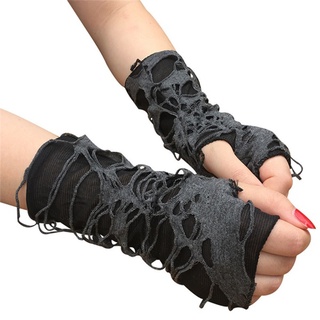 guantes largos de halloween punk hole góticos negros sin dedos guantes calentador de brazo beggar cosplay