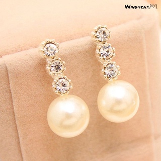 wt aretes/pendientes blancos de perlas de imitación para mujer con pedrería joyería de novia