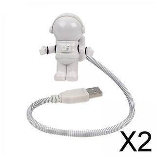 [Kayla's 3c] 2X astronauta en forma de luz de noche USB Spaceman lámpara de lectura mesita de noche portátil lámpara