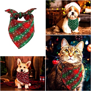 lyz lavable perro triángulo bandana decoración mascota bufanda navidad perro pañuelos reversible copos de nieve algodón disfraz accesorios buffalo plaid (3)