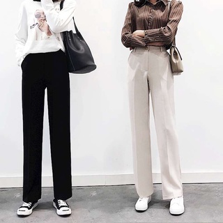 Mujer pantalones largos nuevo corte recto suelto cintura alta oficina pantalones largos
