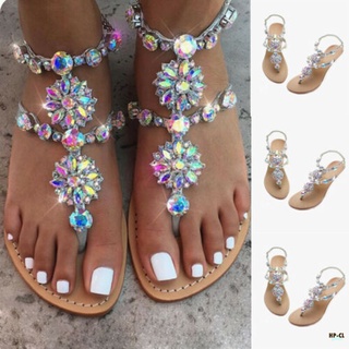 Boho Ladies Women's Rhinestones Flat Sandals Summer Comfy Flip Flops Shoes Gift