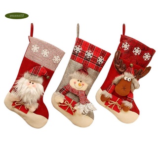 Calcetines de navidad bolsa de adornos de navidad grandes calcetines de navidad regalos dulces calcetines adornos Santa Claus