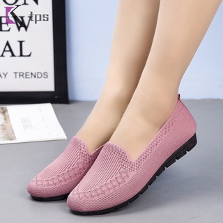 Tela de punto mocasines zapatos planos de ocio verano suave estiramiento confort transpirable zapatos planos para las mujeres TPS (3)