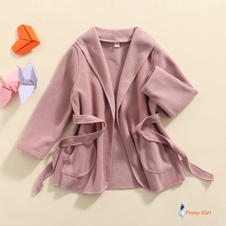 Mell-abrigo Estilo simple de color sólido con bolsillos laterales Para bebés/niñas (6)