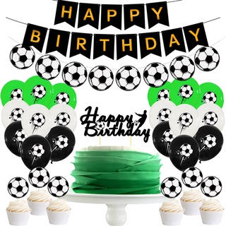 27pcs copa del mundo de fútbol tema de fútbol fiesta de cumpleaños decoración conjunto bandera torta topper globo fiesta de cumpleaños necesidades (1)