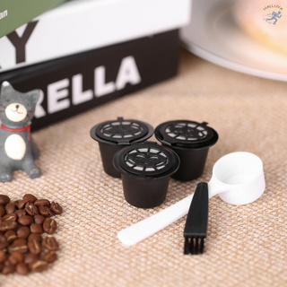 lu 3 pzs juego de cápsulas de café reutilizables con cuchara y cepillos juego de 3 filtros de café para máquina de elaboración nespreso