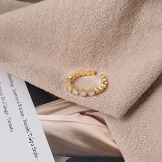 ▼☇Anillo de diamante abierto diseño de nicho femenino anillo de personalidad de moda ins marea viento frío anillo de junta de dedo índice mayor