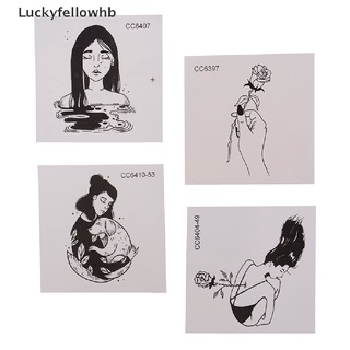 [Luckyfellowhb] 5 Sheets Little Vintage School Women Black White Face Temporary Tattoo Sticker [HOT] (2)