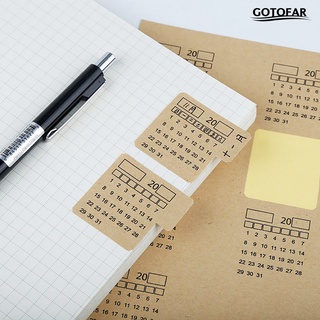 [gotofar] 2pcs 2020 2021 papel kraft escrito a mano calendario cuaderno índice etiqueta pegatinas