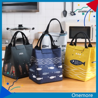 ONEM Lunch Bag Leakproof Heat Insulation Aluminum Foil Cute Fish Pattern Warm Keeping Lunch Pouch for Home
