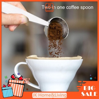 Cuchara medidora 2 en 1 de acero inoxidable para café, café, grano de café, polvo