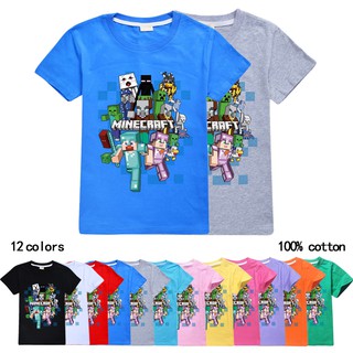Minecraft impresión de dibujos animados de los niños de la moda de manga corta camisetas ropa niños niñas verano Casual de manga corta camiseta ropa camisetas