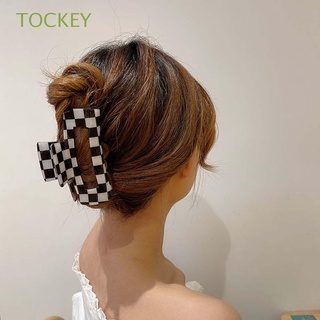 TOCKEY Girls Ladies Women Hair Claws Sweet Korean Style Hair Clips Big Lattice Pattern Cute Lovely Elegant Fashion Barrettes Hair Ornaments