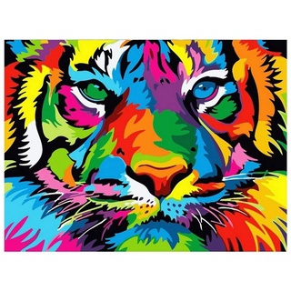 DIY Diamond Painting Kit,Paint By Numbers Kit,DIY Painting Kits Coloured Tiger for Home Wall Decor Adults and Kids