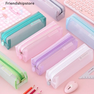 [friendshipstore] estuches de lápices de malla escolar kawaii lindo color sólido transparente caja de lápices escuela cl (8)