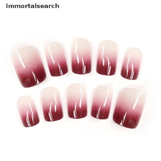 Immortalsearch 24Pcs Artificial gradiente Color Sharp uñas arte cubierta completa uñas postizas punta mi (2)
