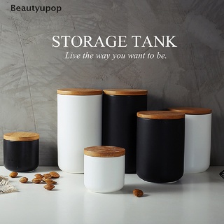 [beautyupop] tanque de almacenamiento de cerámica sellado botella de almacenamiento de café con tapa de madera tarro recipiente caliente