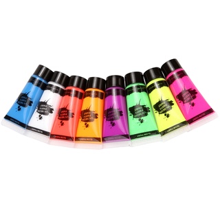 Glow in Dark Face and Body Paint UV Blacklight Neon Fluorescent 8 Tubes 10ML