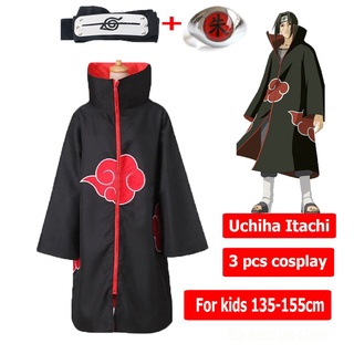 🙌 Niños Akatsuki capa capa NARUTO outwear cosplay Uchiha Itachi túnica rojo estilo nube cuello de pie Sasuke Aa9d