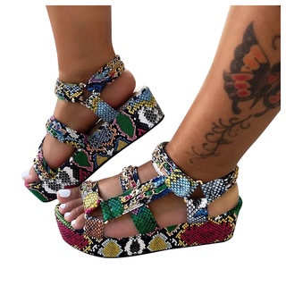 [QSDALEN] sandalias de plataforma Multicolor de piel de serpiente Multicolor para mujer zapatos de dedo del pie abierto (3)