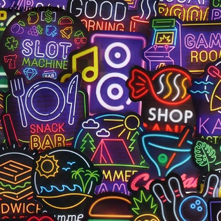 * e2wrwerbss * 50pcs Neon Stickers Skateboard Laptop Luggage Guitar Bicycle Car Bomb Stickers Hot Sale