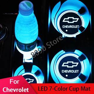 2pcs 68mm 7 colores atmósfera LED luz brillante tapa de agua alfombrilla almohadilla luminosa USB carga posavasos de agua soporte para Chevrolet Lacetti Cobalt Chevelle Camaro Spark Epica Trax Orlando (1)