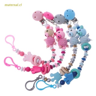 MUT Baby Pacifier Clip Chain Infant Boys Girls Cute Cartoon Bear Letters Toys Teether Pacifier Chain Holder Baby Nipple Feeding