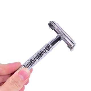 [Sun] navaja de afeitar de acero de doble borde cuchilla de seguridad afeitadora mango titular de la hoja espejo (4)