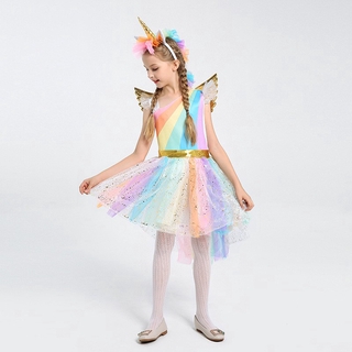 disfraz de cosplay de halloween unicornio vestido de escenario espectáculo de la princesa arco iris vestido