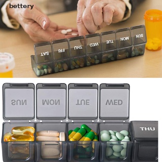 [bettery] organizador de pastillas semanal diario casos xl caja de almacenamiento vitaminas 7 días portátil viaje