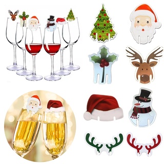10pcs tarjeta de copa de navidad decoraciones navideñas santa sombrero copa de vino decoración