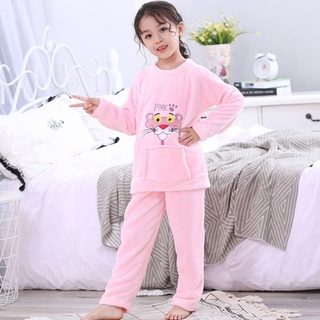 Autumn Winter Children Warm Thick Fleece Cartoon Pyjamas Girl Long Sleeve Sleepwear Suit (6)