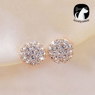 [lovely] Fashion Women's Rhinestone Inlaid Round Ear Studs Alloy Earrings Jewelry Gift